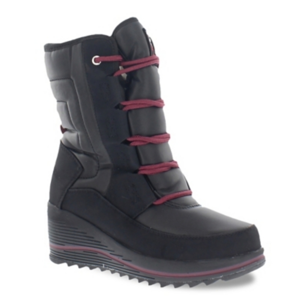 New With Tags Khombu Winter Wedge Boots In Black And Burgundy Size 9